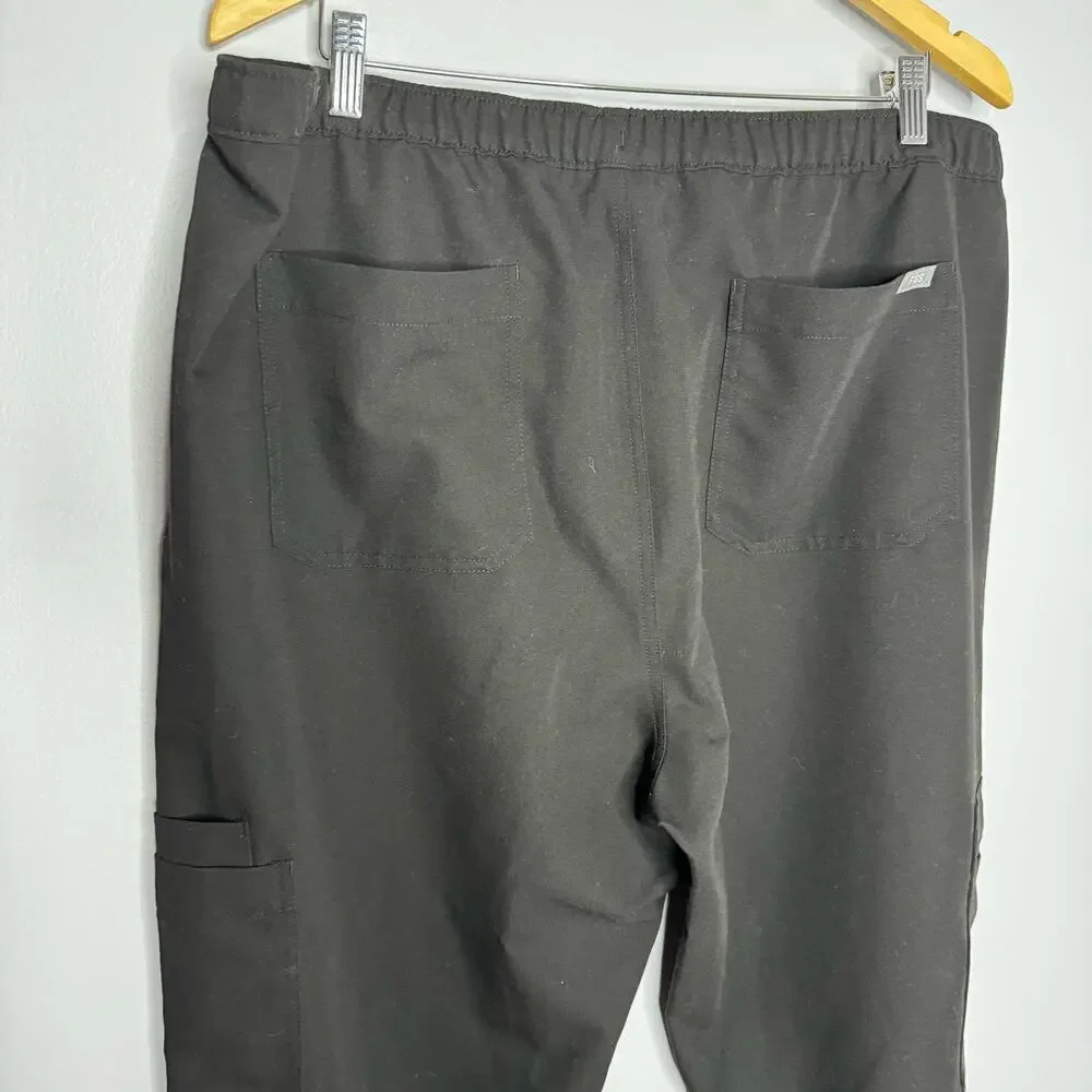 Figs Black Cairo Cargo Scrub Pants Men's XXL Tall Medical Nurse Black